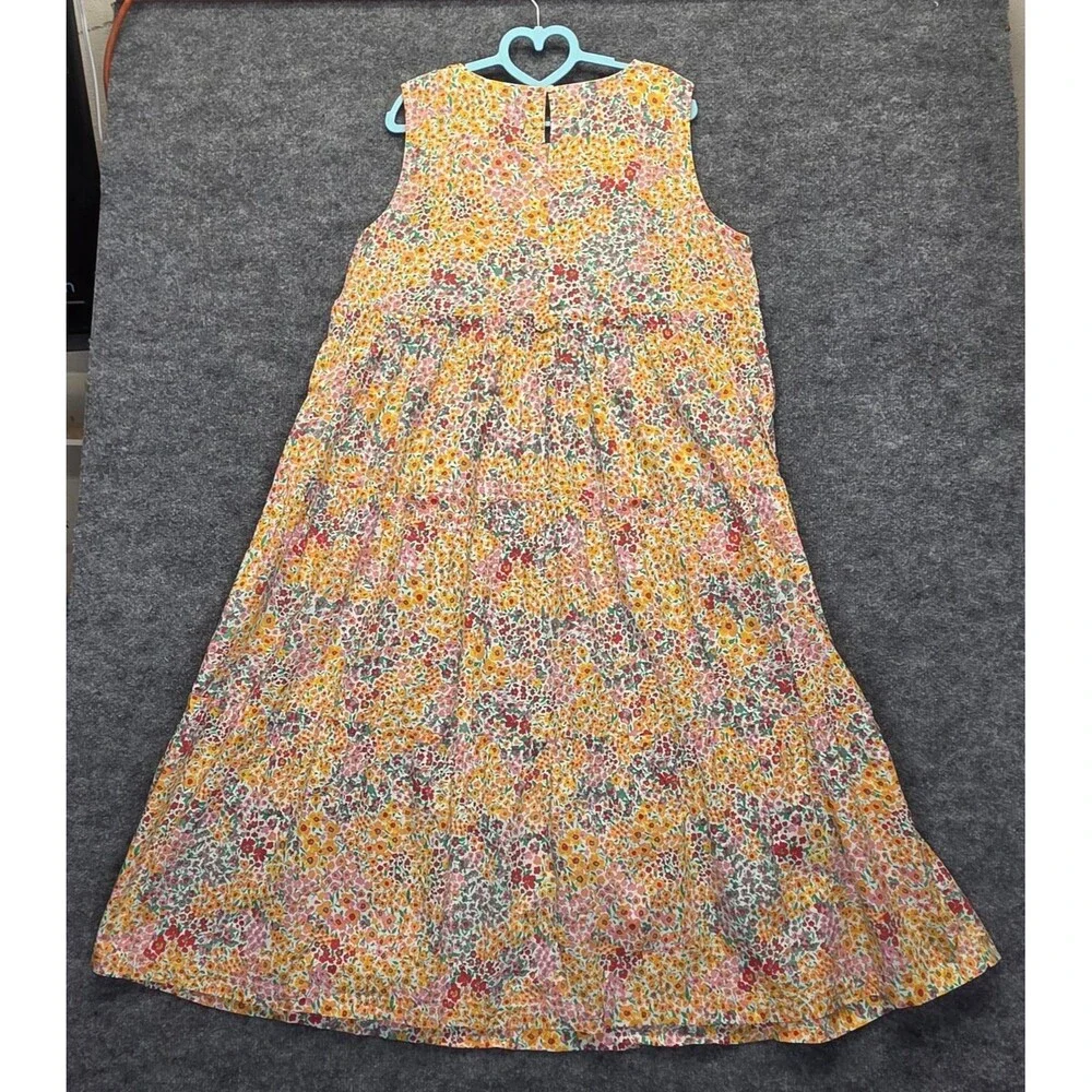 J.Crew Dress Womens 18 Multicolor Floral Sleeveless Tiered Midi Sundress Summer - Picture 5 of 11